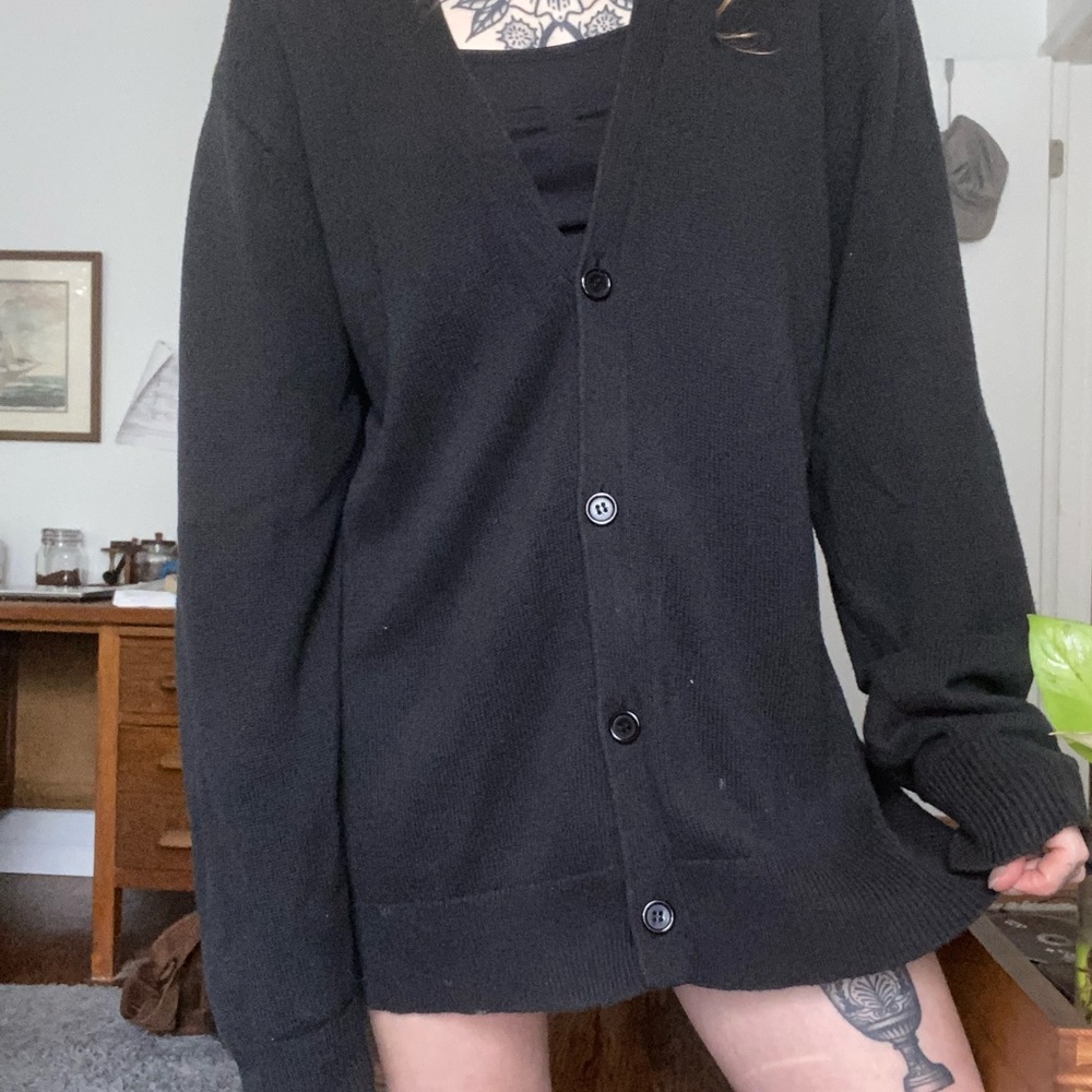 American Apparel Black Cardigan Sweater Medium
